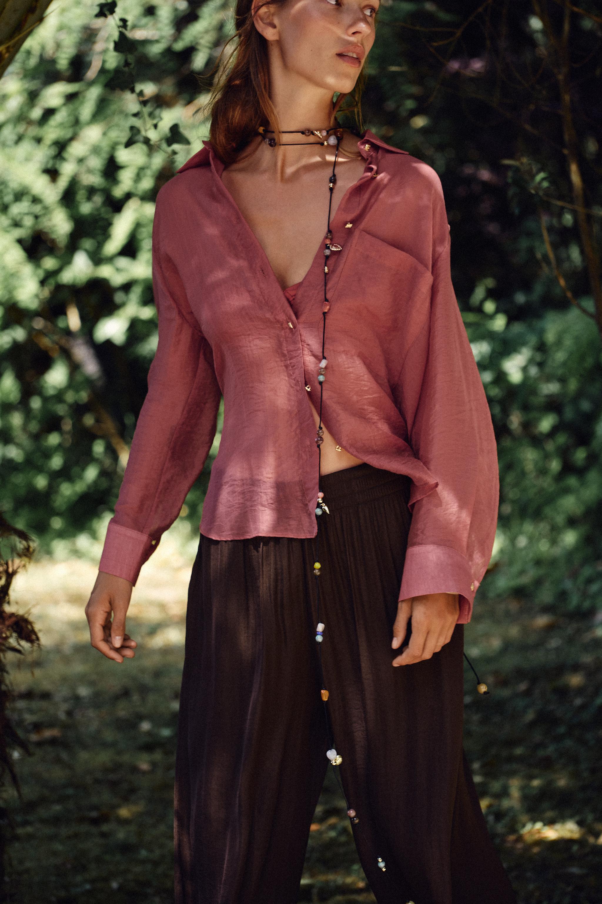 SEMI-SHEER OVERSIZED FLOWY SHIRT